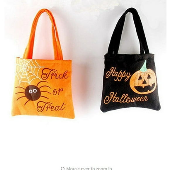 Suniney 4 PCS Halloween Candy Bags Treat Bags Halloween Party Gift Bags Trick or Treat Goody Bags for Halloween Party Favors Halloween Decorations Supplies Candy Handbag Holders Bucket Goodie Bags Non-Woven Bags Tote Bag for Kids